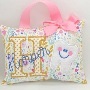 Tooth fairy pillow for girls personalized with Tooth Chart Option image 1
