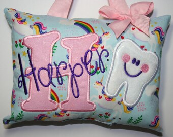 Tooth Fairy Pillow Unicorns and Rainbows for Girls