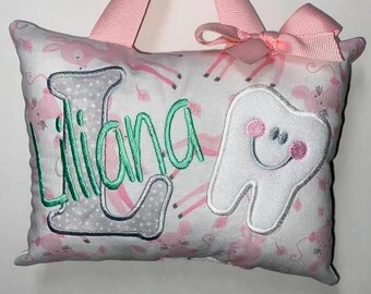 Almohada de hadas dentales para niñas personalizada con la opción de tabla dental