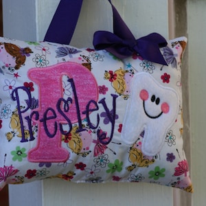 Tooth Fairy Pillow for Girls Personalized Ballet Dance Fairies Princess Tooth Chart - Baby Girl - Dance Gift - Tutu - Baby Shower Gift