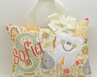 Almohada de hada de los dientes para niñas personalizada con opción de diagrama de dientes