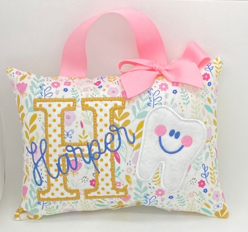 Tooth fairy pillow for girls personalized with Tooth Chart Option image 7