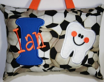 Tooth Fairy Pillow Personalized - Soccer - Tooth Chart