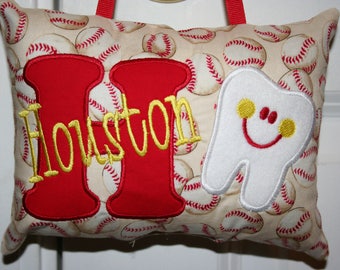 Tooth Fairy Pillow Personalized Baseball - Personalized Gift for Kids - Tooth Chart - Sports - Baseball Nursery - Ring Bearer