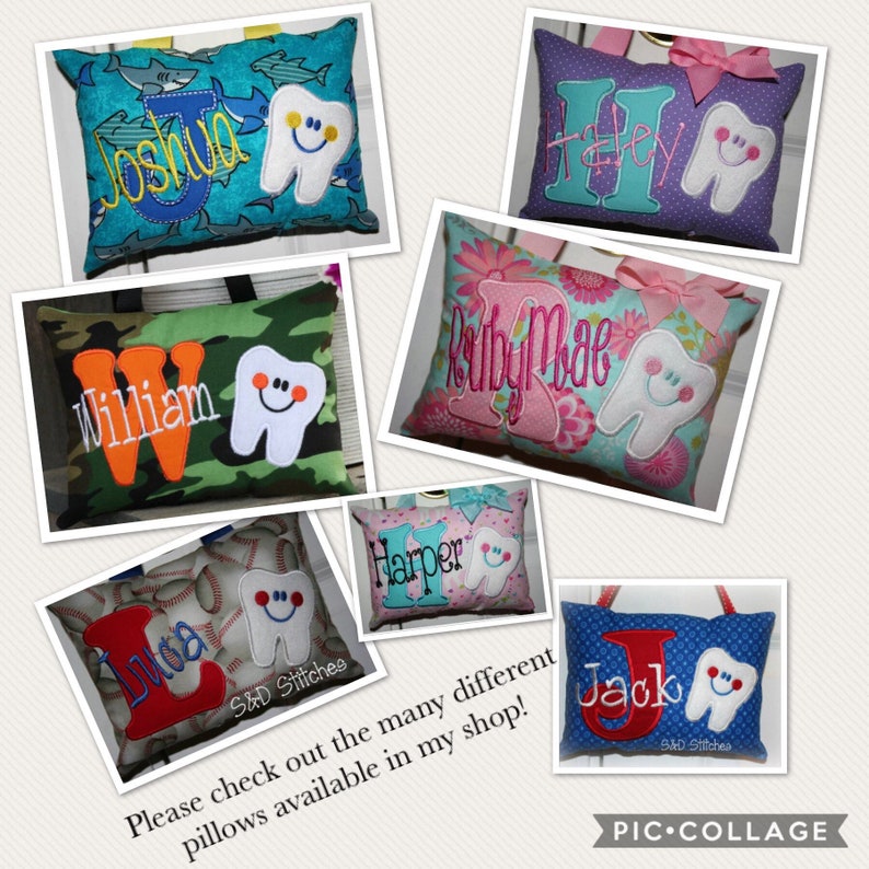Tooth fairy pillow for girls personalized with Tooth Chart Option image 10
