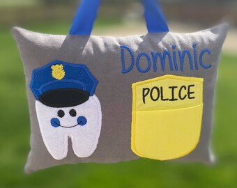 Tooth Fairy Pillow Police Theme with Tooth Chart Option