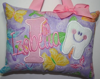 Tooth Fairy Pillow for Girls Personalized with Butterflies