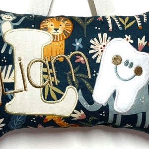 Tooth Fairy Pillow Jungle Theme - Personalized - Tooth Chart Option