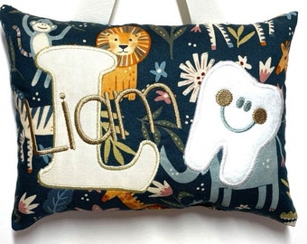 Tooth Fairy Pillow Jungle Theme - Personalized - Tooth Chart Option