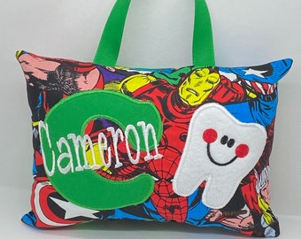 Superhero Tooth Fairy Pillow - Personalized - Superhero - Christmas Gift - Birthday Gift - Baby Gift - Spider-Man - Ring Bearer