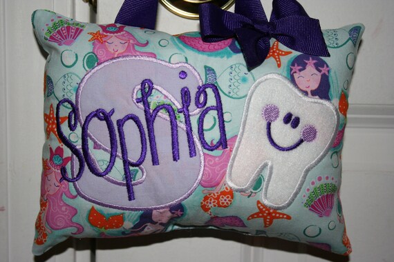 Girls Mermaid Cutie personalized tooth fairy pillow