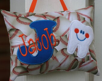 Tooth Fairy Pillow Personalized Baseball Tooth Chart Christmas Birthday Keepsake