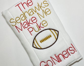 49ers - Paño para eructar - Fútbol americano - Regalo personalizado para baby shower - Regalo para recién nacido - Bebé niño - Regalo para recién nacido
