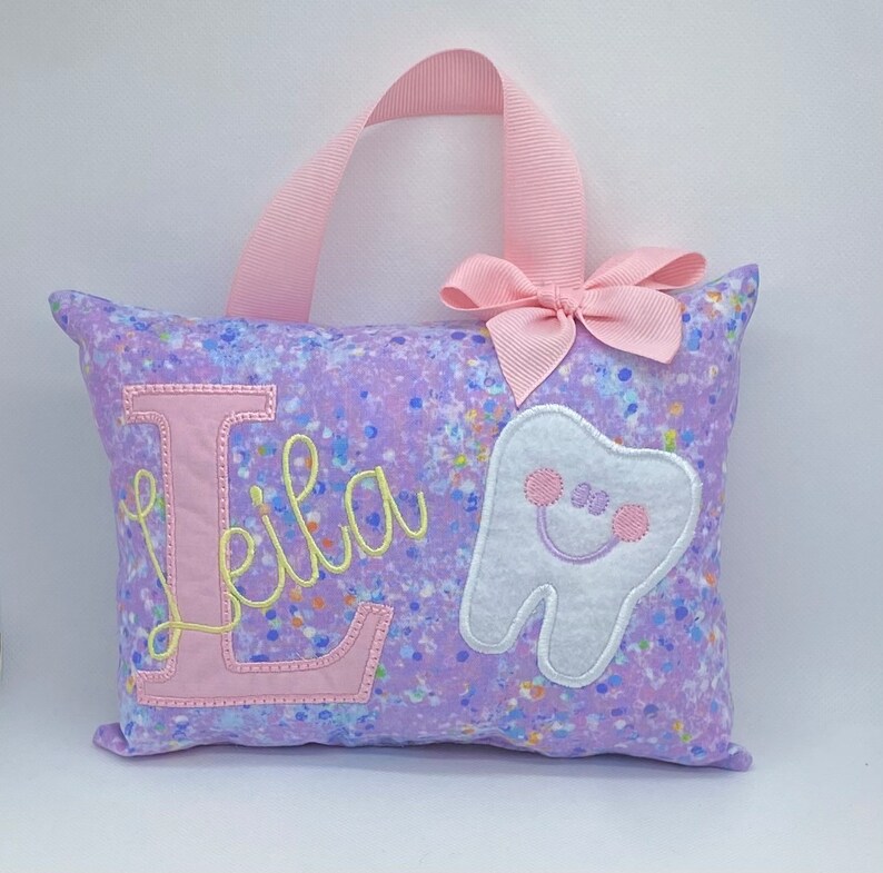 Tooth fairy pillow for girls personalized with tooth chart etsy