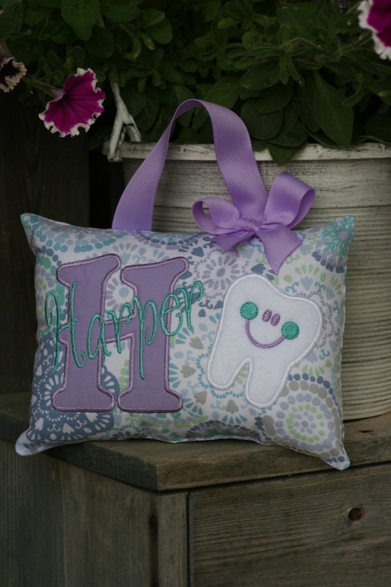 Tooth Fairy Pillow for Girls Personalized Purple Custom Made Boutique image 1