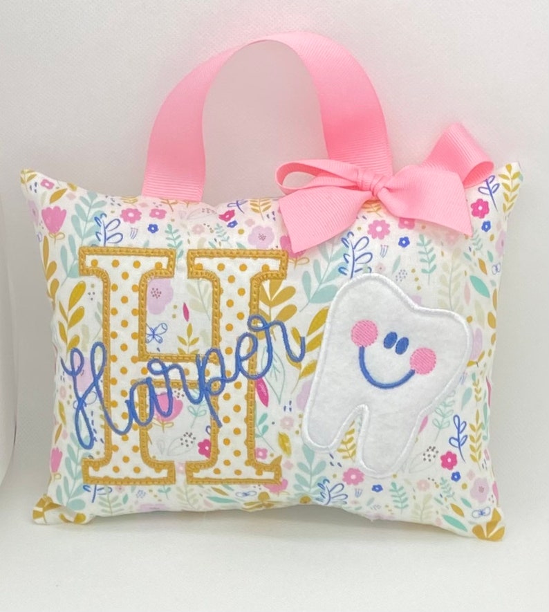 Tooth fairy pillow for girls personalized with Tooth Chart Option image 3