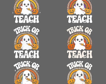 Sztuczka albo naucz PNG – Zabawny duch dyniowy nauczyciel Halloween Clipart, szkolny humor sublimacyjny, pobieranie cyfrowe