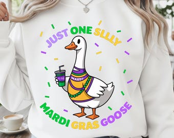 Grappige Mardi Gras Goose PNG, carnavalsfeest NOLA digitaal clipartbestand