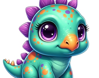 Baby Dinosaur Nursery Clipart: 10 High-Quality Cartoon Dino PNGs for Birthday Parties and DIY Sublimation