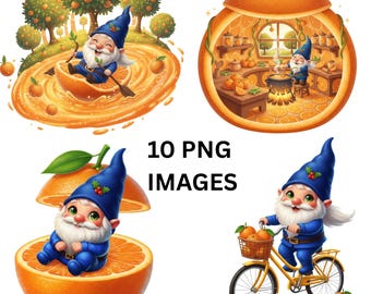 Gnome Sweet Gnome! Cute Orange Fruit Gnome Clipart Collection Cheeky Orange Gnomes Clipart For Seasonal Crafts & Adorable Fruit Gnome Bundle