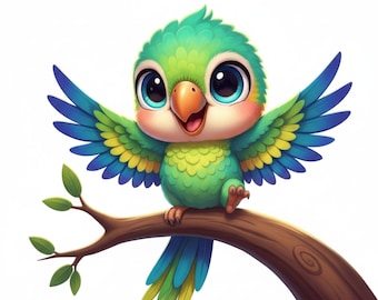 Jungle Party Cuties: Baby Macaw Clipart & Printables for Nursery Decor  Celebrations for commercial use