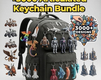 3000+ Articulated Keychain STL.3MF Bundle  Animals & Toys 3D Print Files, 3D Printing STL, Instant Download, Instant Lifetime Access