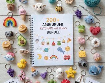 200 Amigurumi Keychain Patterns Bundle, amigurumi keyring, amigurumi pattern, Digital Crochet Mini Toy Designs, PDF Animal, Lifetime Access