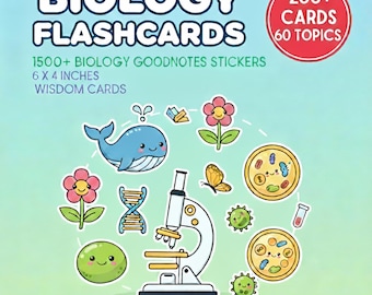 200+ Biology Flashcards Bundle, Biology Note Set, Biology Bundle, Study Guide, Nursing School Notes, Microbiology