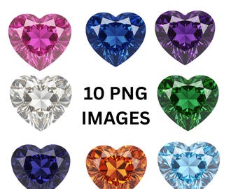 A Collection of Elegant Heard Shape Diamond Clipart: Glittering PNG Graphics for All Your Creative Projects for commercial use