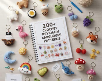 200 Amigurumi Keychain Patterns Bundle, amigurumi keyring, amigurumi pattern, Digital Crochet Mini Toy Designs, PDF Animal, Lifetime Access