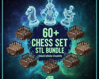 60+ Chess Set STL Bundle STL Bundle, Chess Models printing bundle, Fantasy Classic Chess Pieces, Gadgets, Lifetime Access, Board Game Files