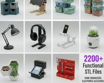 2200+ Functional STL Files, Home & Decor STL Bundle, Gadgets, Stands Holders More, 3D Printable,  Wall Art And Organizer Lifetime Access