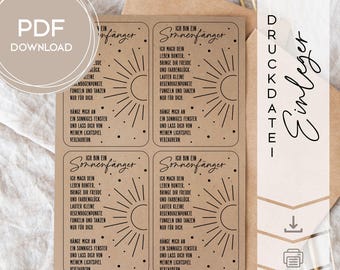 PDF Vorlage Einleger Sonnenfänger 01, DIN A4 Vorlage zum selbst ausdrucken