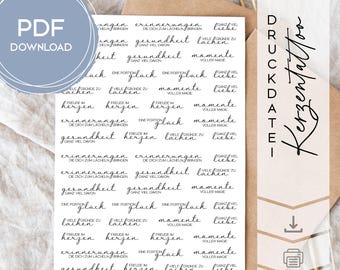 PDF template for candle tattoos: Take what you need 01, DIN A4 template for self-printing. Candle stickers, candles.