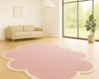 Pink Flower Tufted Rug – Soft Aesthetic Nursery Carpet