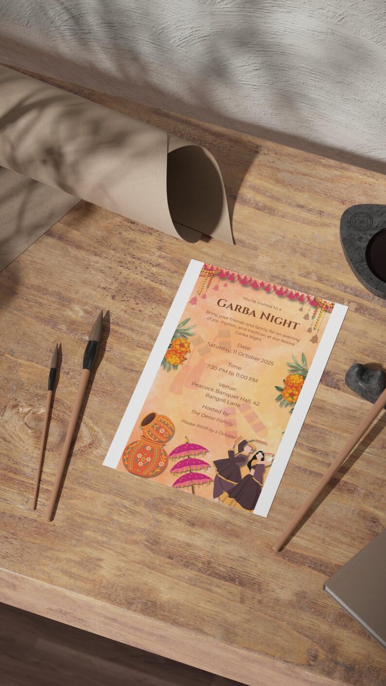 Editable Garba Night Invitation | Indian Garba Template | Canva Digital ...