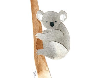 Koala Watercolor Print: Australian Animal Wall Art