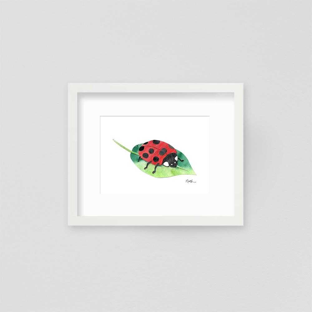 Ladybug Watercolor Art Print: Red Bug Garden Decor - Etsy