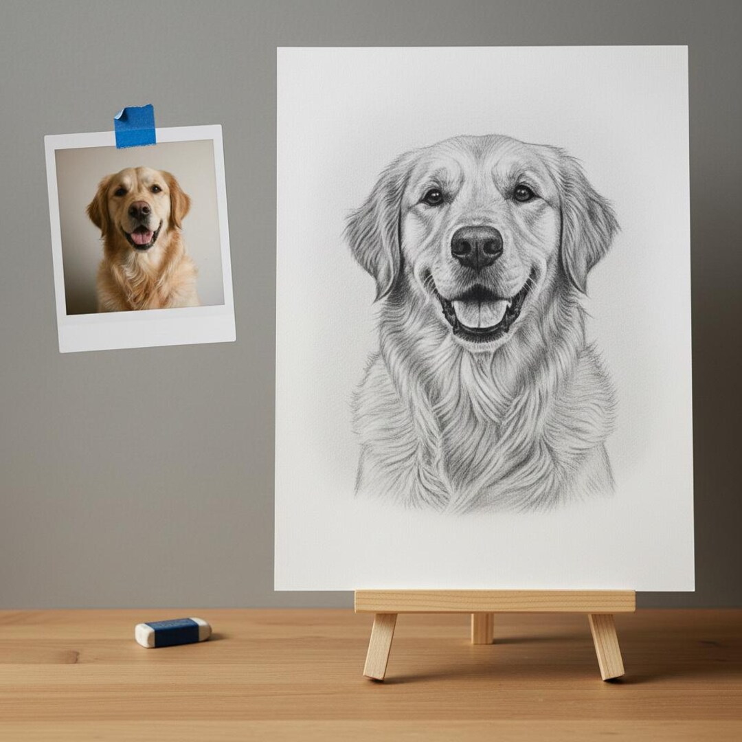 Custom Dog Portrait From Photo, Hand Drawn Charcoal Pet Portrait ...