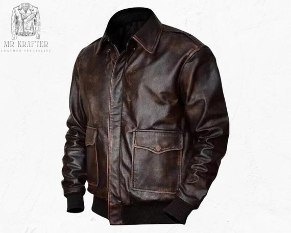 Vintage A2 Aviator Leather Jacket: Distressed Brown Sheepskin