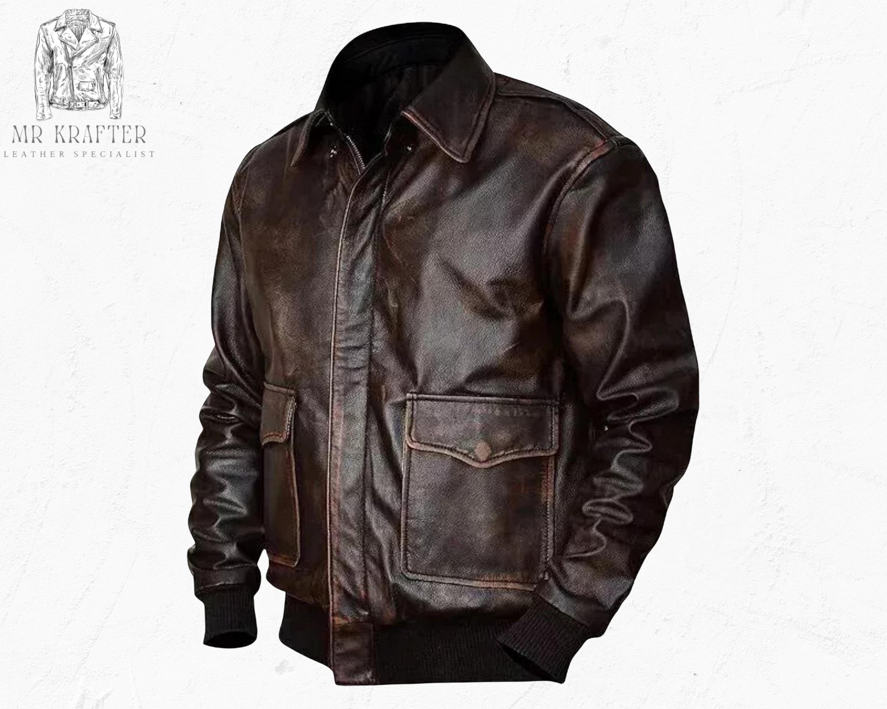 Vintage A2 Aviator Leather Jacket: Distressed Brown Sheepskin