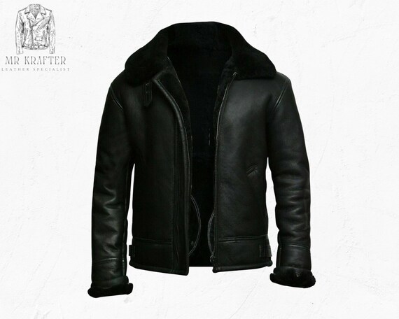 B3 Bomberjacke Klassische WW2 RAF Aviator Schaffellleder