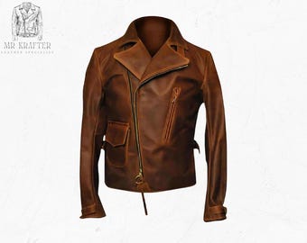 Chaqueta del Capitán América: El Primer Vengador / Chaqueta de cuero de motociclista marrón desgastado, disfraz de superhéroe para cosplay, chaqueta de estilo retro vintage