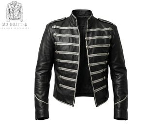 Men’s MCR Parade Drummer Cosplay Jacket - Handmade Black Military Jacket Inspired by Rock Band Style