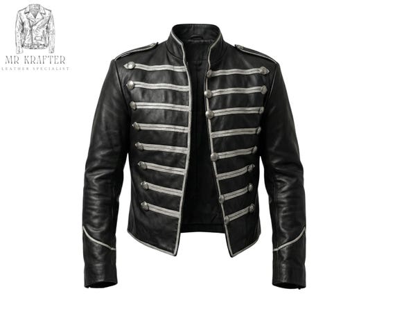 Men's MCR Parade Drummer Cosplay Jacket - Handmade Black Military