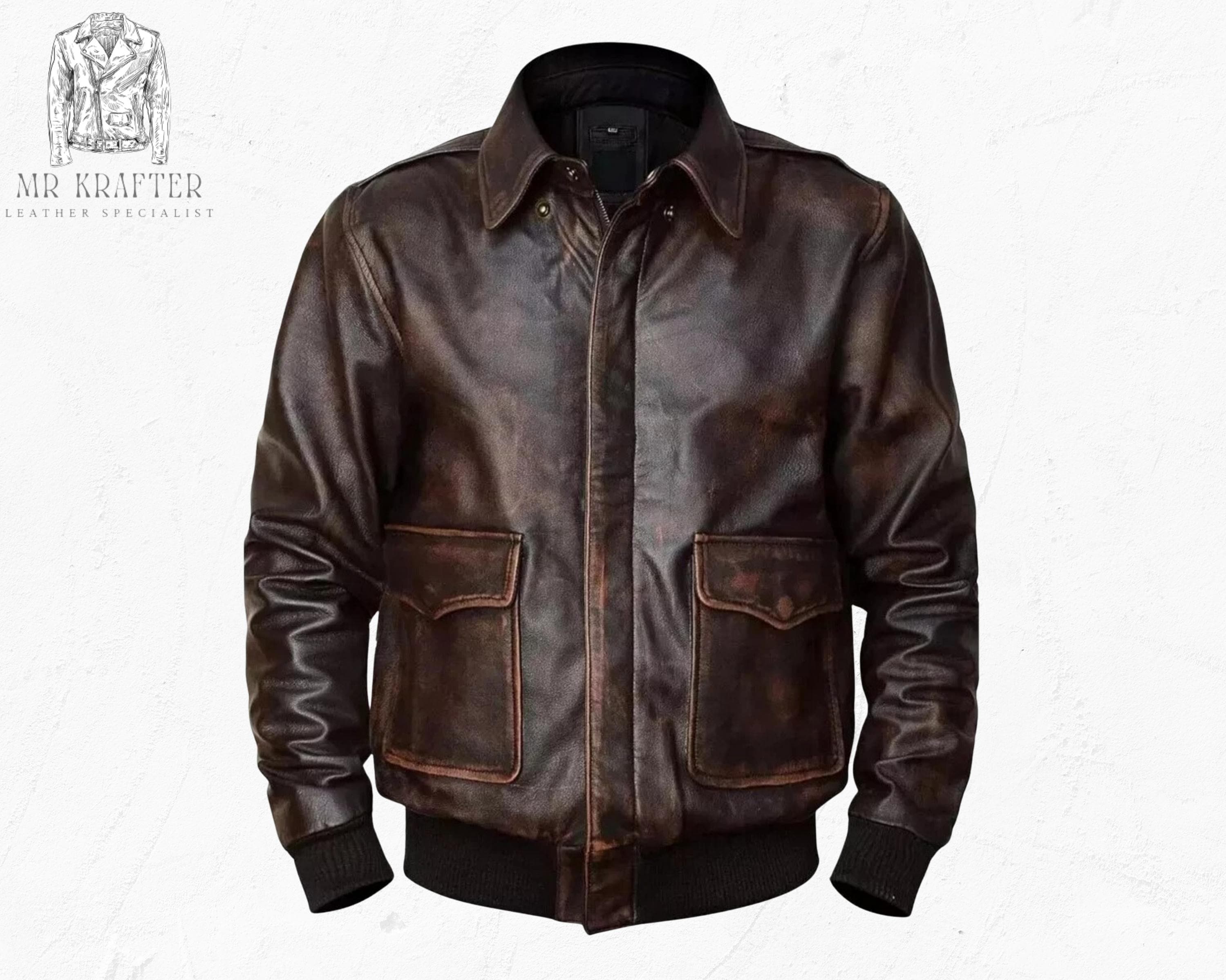 Vintage A2 Aviator Leather Jacket: Distressed Brown Sheepskin