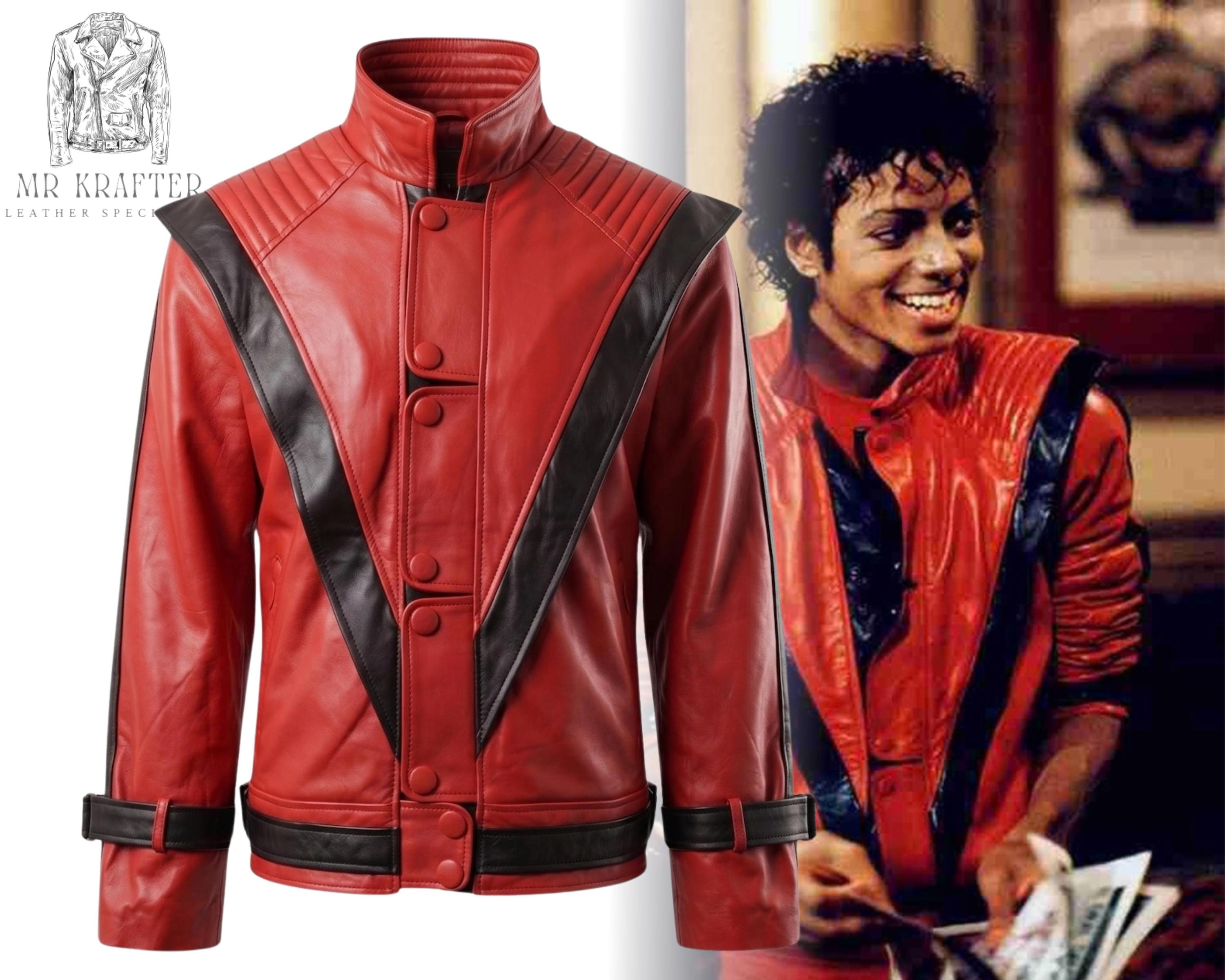 Michael Jackson Thriller Red Leather Biker Jacket, 1983 Pop Music