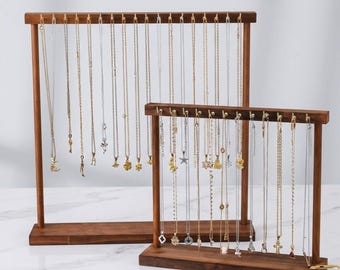 Expositor de joyas de madera maciza artesanal – Soporte para collares y pulseras (Reino Unido)
