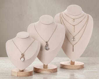 Busto de terciopelo para exhibir collares / Soporte para colgantes de joyería / Organizador de collares