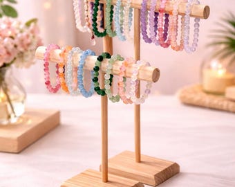 Soporte de madera para exhibición de joyas / Soporte para pulseras / Organizador de collares / Soporte de madera para joyas / Exhibidor de tocador